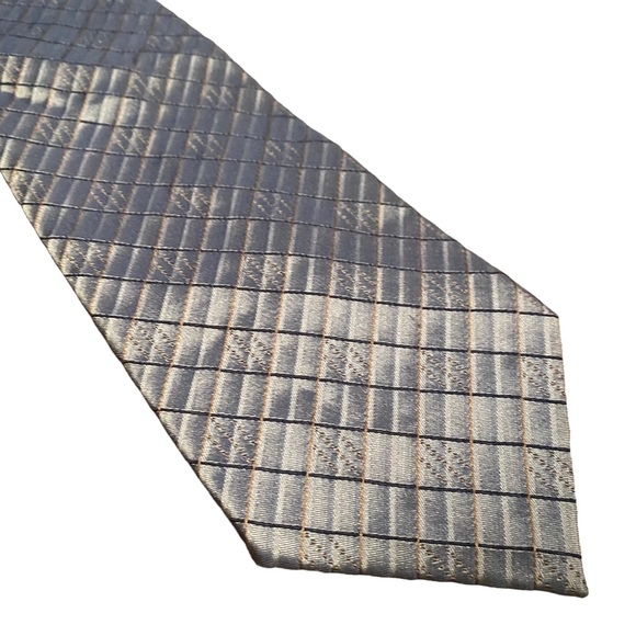 Calvin Klein 100% Silk Tie Slate Diamond Patterned - Picture 5 of 8